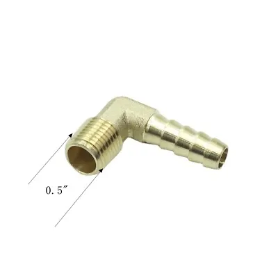Male Elbow 90 Degree 1/4  NPT* 5/16  Barb Adapter Brass Barb Fitting • $6.99