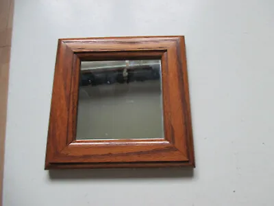 Vintage Oak Wood Wall Mirror  Hand Crafted 7 1/4   X 7 1/4  X 3/4  Deep • $15