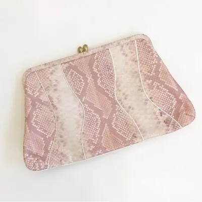 Via Spiga || Pink Snake Embossed Leather Clutch Handbag • $38.85