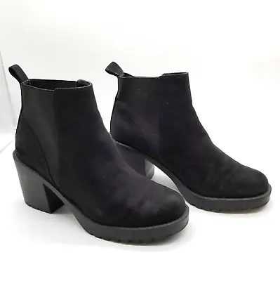 H & M Divided Womens Black  Block Heel Ankle Booties Size US 8.5 EU 39 • $21.24