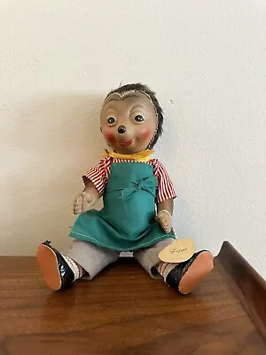 Vtg MCM German Mecki Hedgehog Celluloid Doll Toy Figure 10.5” W/ Orig Tag Fipps • $24