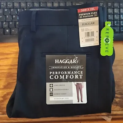 Haggar Performance Comfort Straight Fit Premium Flex Waistband Black  34x29 New • $17.99