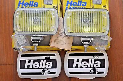 VTG NOS CHROME HELLA 155 YELLOW FOG LIGHTS With COVERS Jaguar XJS BMW Mercedes • $525