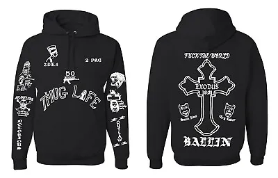 2PAC Tattoos Hoodie Unisex Hooded Sweatshirt Front And Back Design • $39.99