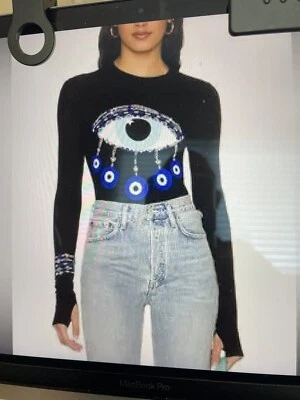 $50 • Buy Lauren Moshi McKinley Evil Eye Long Sleeve Fitted Thermal With Thumbholes