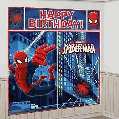 $18.95 • Buy SPIDERMAN Marvel Superhero Scene Setter HAPPY BIRTHDAY Party BACKDROP Spider Man