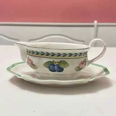 Villeroy & Boch French Garden Fleurence Gravy Boat With Attached Underplate • $49.99