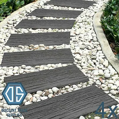 4x Primeur Grey Railroad Tile Stepping Stone Recycled Rubber Decorative Garden • £42.99