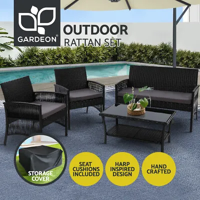 $409.95 • Buy Gardeon 4 PCS Outdoor Dining Set Furniture Outdoor Rattan Patio Lounge Setting