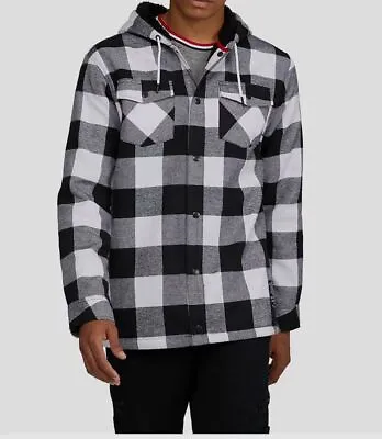 $88 Ecko Unltd Men's Black Plaid Buffed Up Sherpa Lined Jacket Coat Size 2XL • $28.38