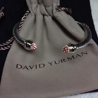 David Yurman 5mm Cable Classic Bracelet With Morganite And 14K Gold • $285