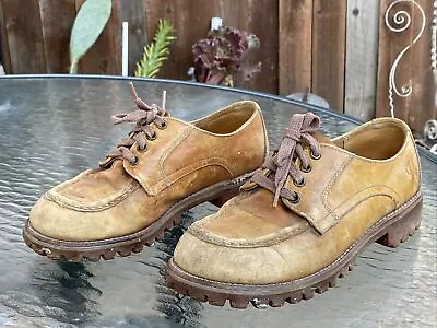VTG Vasque Women 8.5 B Mock Toe Tan Leather Boots Below Ankle Lug Sole Hiking • $40