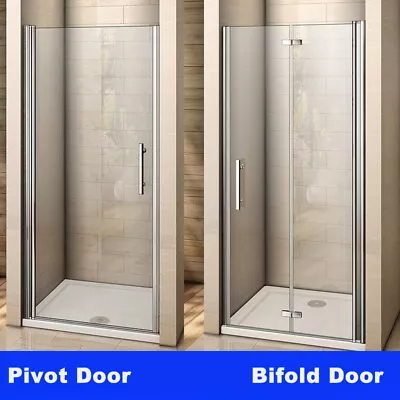 700-1000 Frameless Pivot/Bifold Shower Enclosure Door Walk In Glass Screen Panel • £100