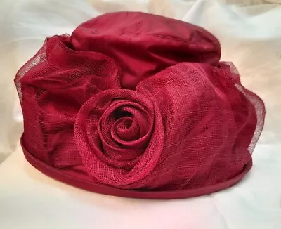 Sarah Crozier Claret Colour Silk Handmade Wedding Hat (S23) • £50