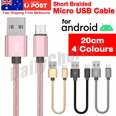 1x Micro USB Data Sync Charger Cable Short Braided Cord For Samsung Galaxy S6 S7 • $4.09