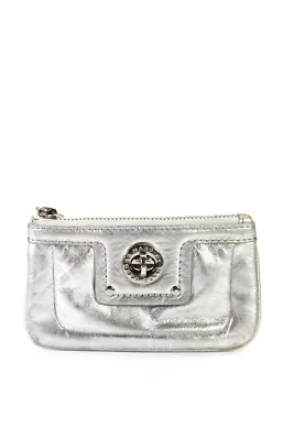 Marc By Marc Jacobs Women's Leather Silver Tone Hardware Key Ring Pouch Silver • $48.79