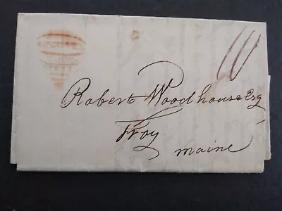 Maine: Augusta 1834 Stampless Cover Red Horn Of Plenty Strike To Troy Maine • $60