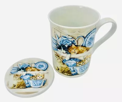 Masterpieces Collection Cat Mug With Lid Kittens Tea Cup 2 Piece Set -EXCELLENT • $22