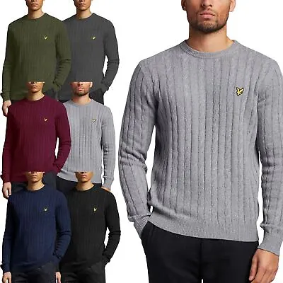 £17.99 • Buy Mens Lyle & Scott Cable Knit Fisherman Knitted Jumper Weave Warm Winter Sweater