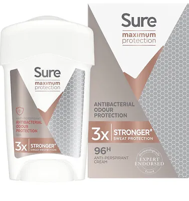 £11.95 • Buy Sure Women 96hr Maximum Protection Antibacterial Anti-perspirant Cream 45ml