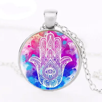 Hamsa Hand Of Fatima Evil Eye Sign Symbol Necklace Pendant + Free Gift Bag • £5.99