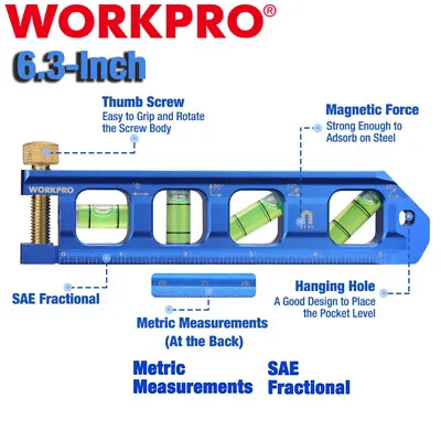 WORKPRO 6.3  Conduit Bending Level Magnetic Torpedo Level Pipe Level Bubble Vial • $20.99