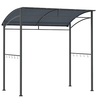 2M BBQ Gazebo Tent Sun Shade With Hooks Outdoor Patio Metal Grey • £109.99