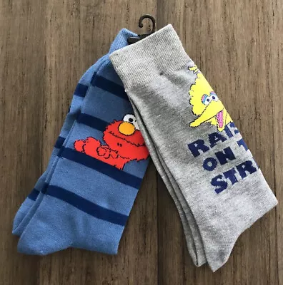 Sesame Street TM Big Bird & Elmo Men's 2 Pack Novelty Crew Socks Size 10-13 NEW • $14.85