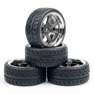 $16.14 • Buy 4Pcs Tires Car Wheels Rim 12mm Hex For HPI HSP 1:10 RC On Road Drift Racing Car 