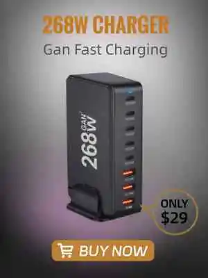 268w 100w Charger Type C 8 Port Hub Multi USB Charger Station PD Fast Charging • $36.90