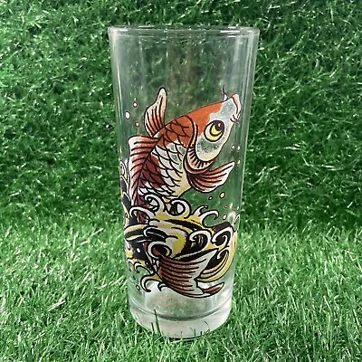 Ed Hardy Koi Fish Japanese Goldfish Tumbler Tattoo Art Collectible Glass Cup • $10.99