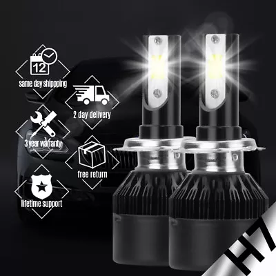 388W 38800LM Dual-Side LED Headlight Kit H7 Conversion 6K XENON White Bulb Pair • $15.99