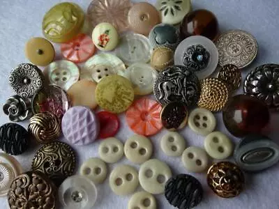 FABULOUS VINTAGE & ANTIQUE FANCY BUTTONS Metal China Pearl Rhinestone Celluloid • $9.99