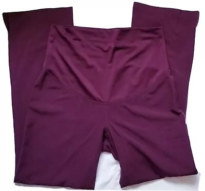 MEDCOUTURE Plus One Tall Panel Maternity Cargo Scrub Pants MARRON/BURGUNDY Sz XS • $19.99