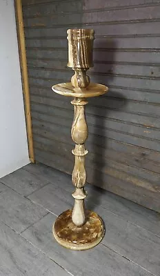 Vintage Italian Onyx Marble Candlestick Altar Candle Holder • $270