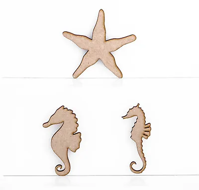 £1.45 • Buy Wooden MDF Sea Horse Star Fish 3mm Thick Embellishments Decoration Craft