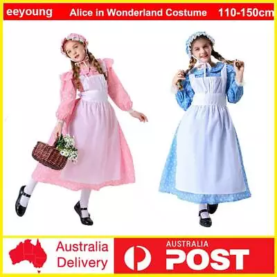 Kids Alice In Wonderland Costume Girls Book Week Fairytale Lolita Maid Dress • $49.99