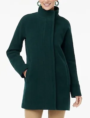 J CREW NWT Dark Forest GREEN Wool Blend City Coat Casual Winter Topcoat Size 18 • $205.54