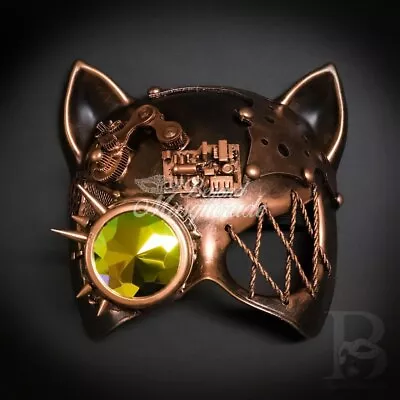 Gatto Cat Steampunk Goggle Mask Copper M39573 • $22.95