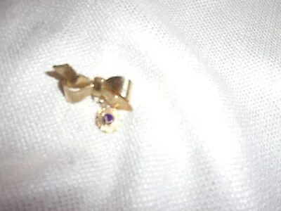 Vintage Pin Gold Tone  Tie Scarf Brooch Lions International Bow Blue 1.5  • $1.59