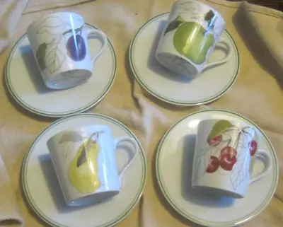 Block Spal WATERCOLOR LOT OF 4 BY Mary Lou Goertzen Fruit CUP&SAUCERS-PORTUGAL • $24.99