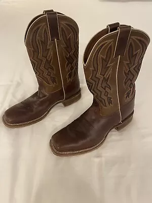 Nocona Cowboy Boots Size 9D Men’s 2 Toned Embroidered Brown Leather • $32.50