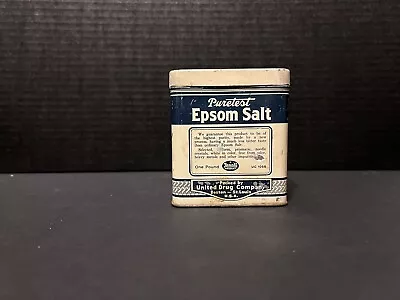 Vintage Puretest Epsom Salt Tin Rexall Store United Drug Company  One LB  Nice! • $8