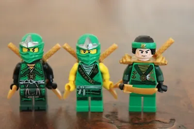 1 X LEGO Minifig MiniFigure Green Ninja Ninjago Lloyd 2 Gold Swords Like NEW • $19.90