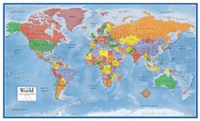 92cm X 61cm Laminated World Premier Wall Map Mural Poster A1 • £19.99