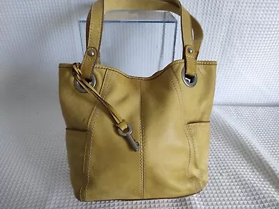 Fossil Yellow Leather Large Tote Bag Purse Magnetic Closure • $39