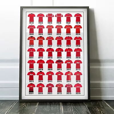 Print Collection  History Of Manchester United Shirts From 1981 To 2024  • $55