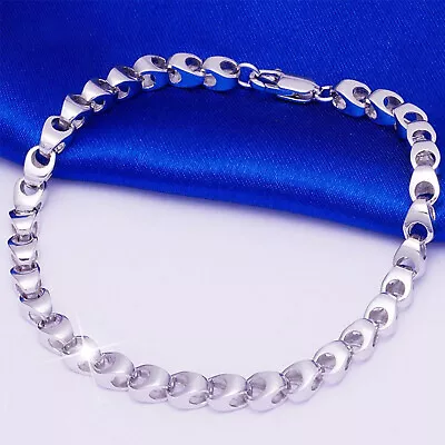 Pure Platinum 950 Chain Men 4.4mm Geometry Beads Link Bracelet 16.6g/8.6inch • $1545