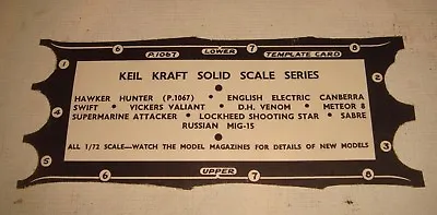 £3.25 • Buy Template Card For Keil Kraft HAWKER HUNTER P1067 Balsa Solid Scale Series 1960's