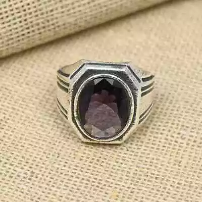 Amethyst Gemstone Men's Ring Solid 925 Silver Statement Unisex Ring All Size D02 • $18.99